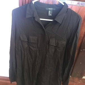 NWOT Long Black Button-down